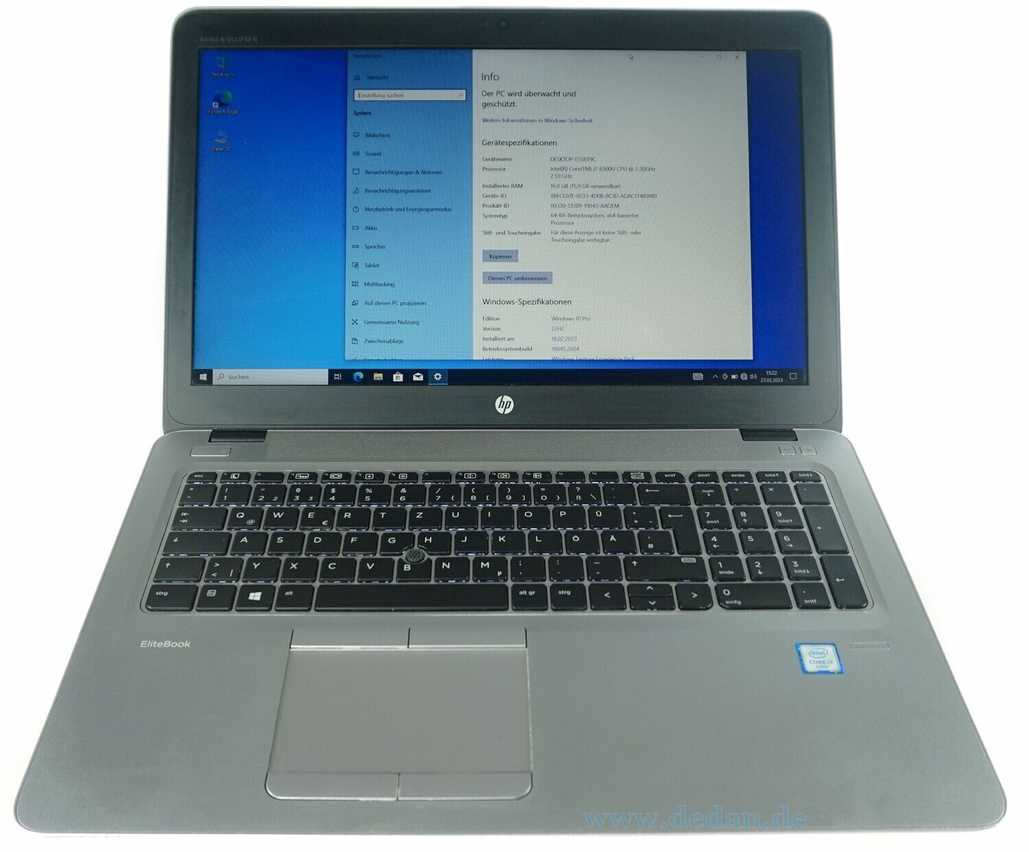 HP Elitebook 850 G3 Intel i7- 1.7 GHZ 1000 GB SSD 16 GB RAM Backlight Win-10