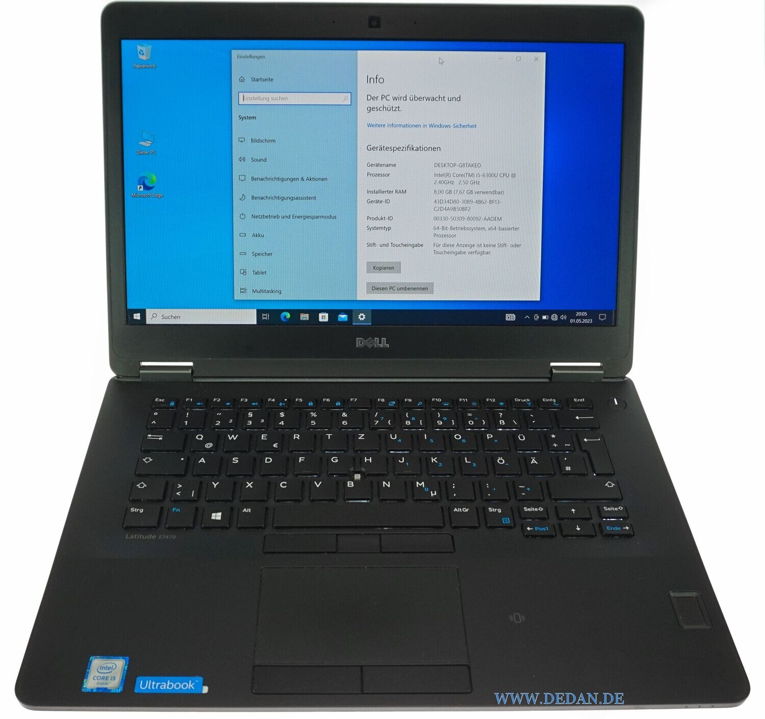 DELL  Latitude E7470 i5 2,4 GHz 8GB 512GB SSD FHD Backlight LTE WIN 10