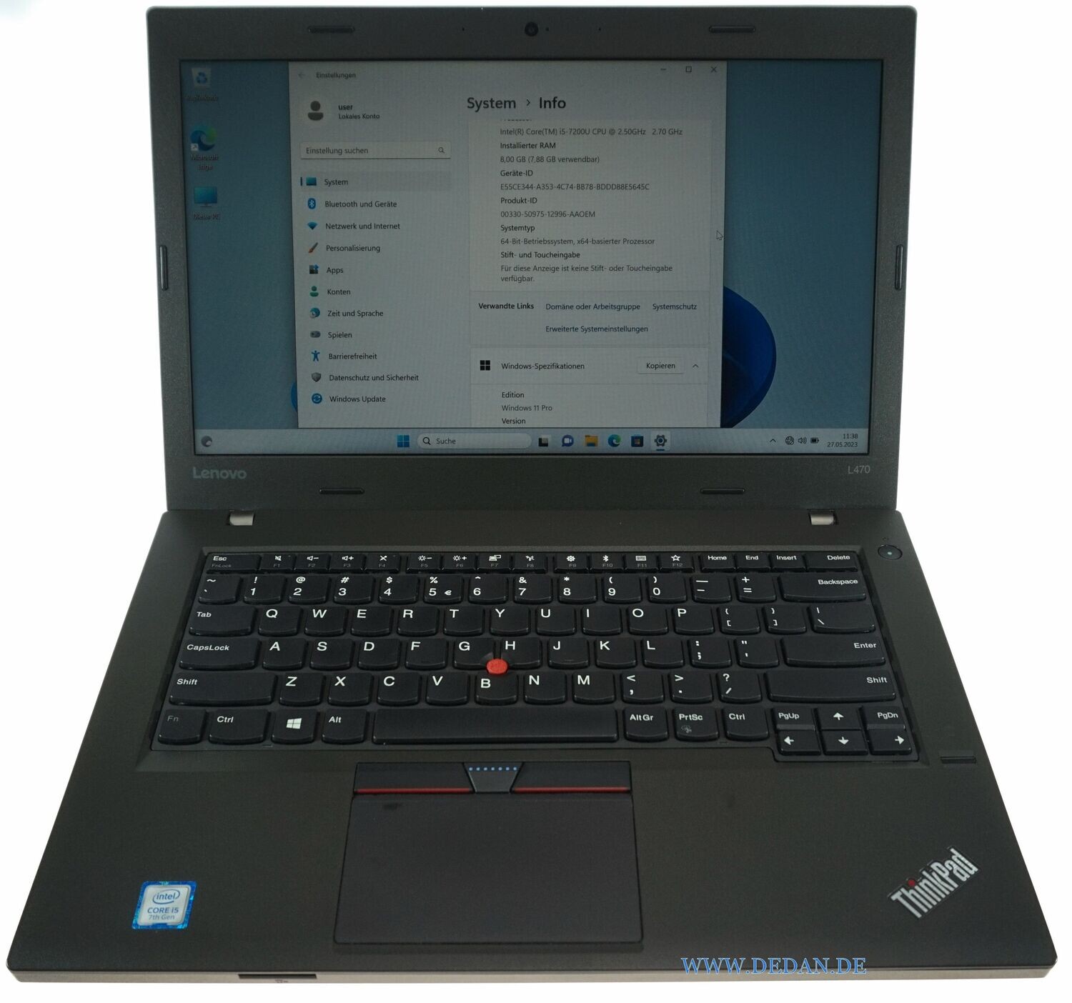 LENOVO ThinkPad L470 i5 2,5 GHz 256 GB SSD 8 GB RAM FHD WIN 11/10