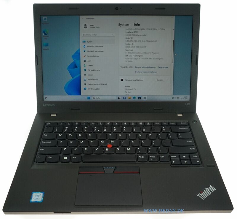 LENOVO ThinkPad L470 i5 2,5 GHz 256 GB SSD 8 GB RAM FHD WIN 11/10