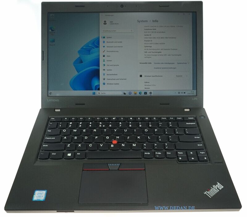 LENOVO ThinkPad L470 i5 2,5 GHz 256 GB SSD 8 GB RAM FHD WIN 11/10