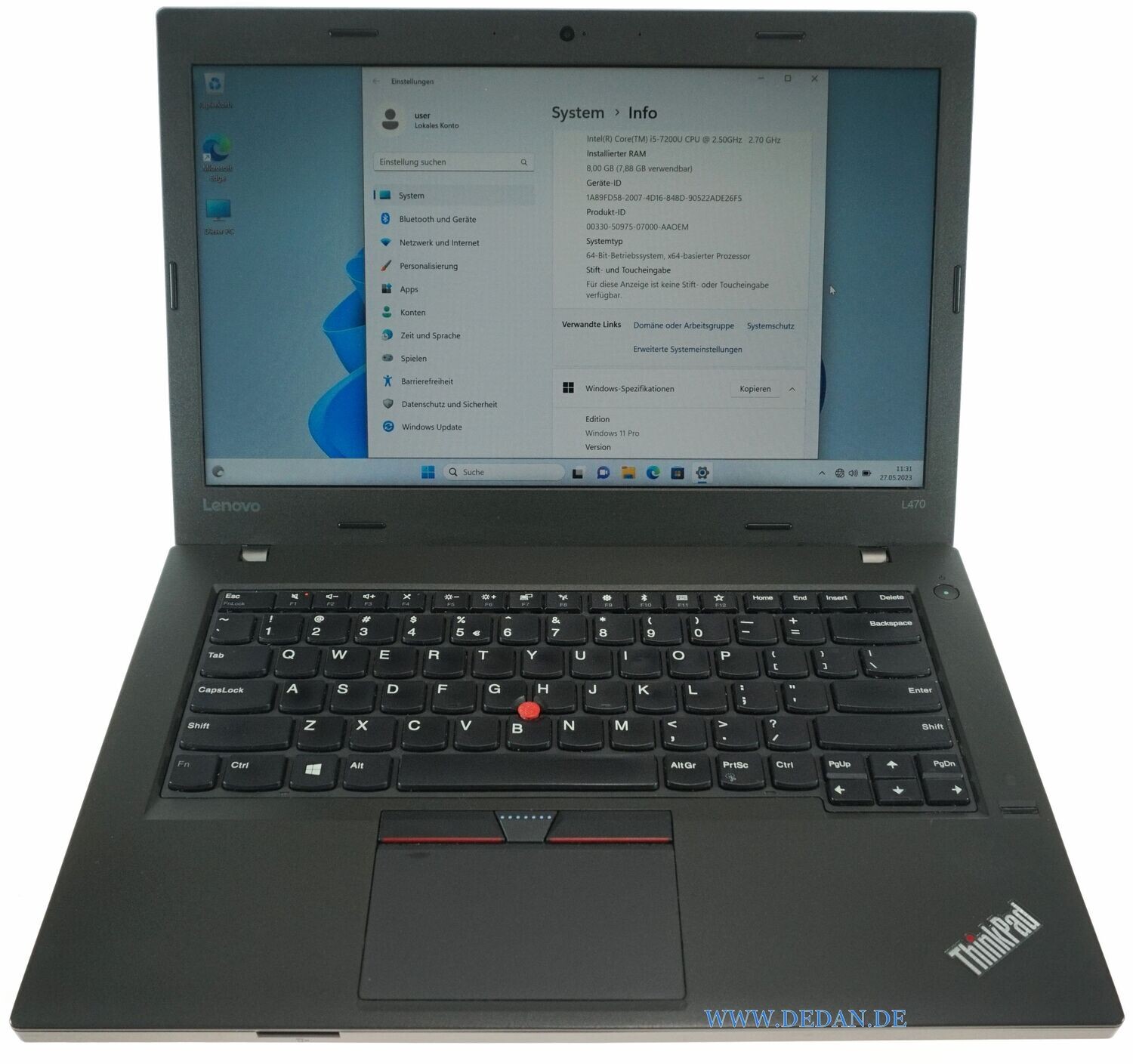 LENOVO ThinkPad L470 i5 2,5 GHz 256 GB SSD 8 GB RAM FHD WIN 11/10