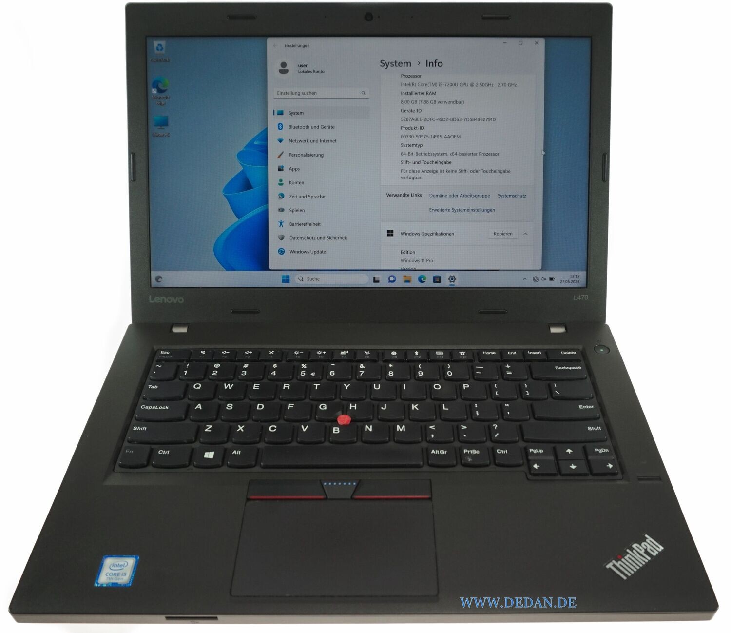 LENOVO ThinkPad L470 i5 2,5 GHz 256 GB SSD 8 GB RAM FHD WIN 11/10
