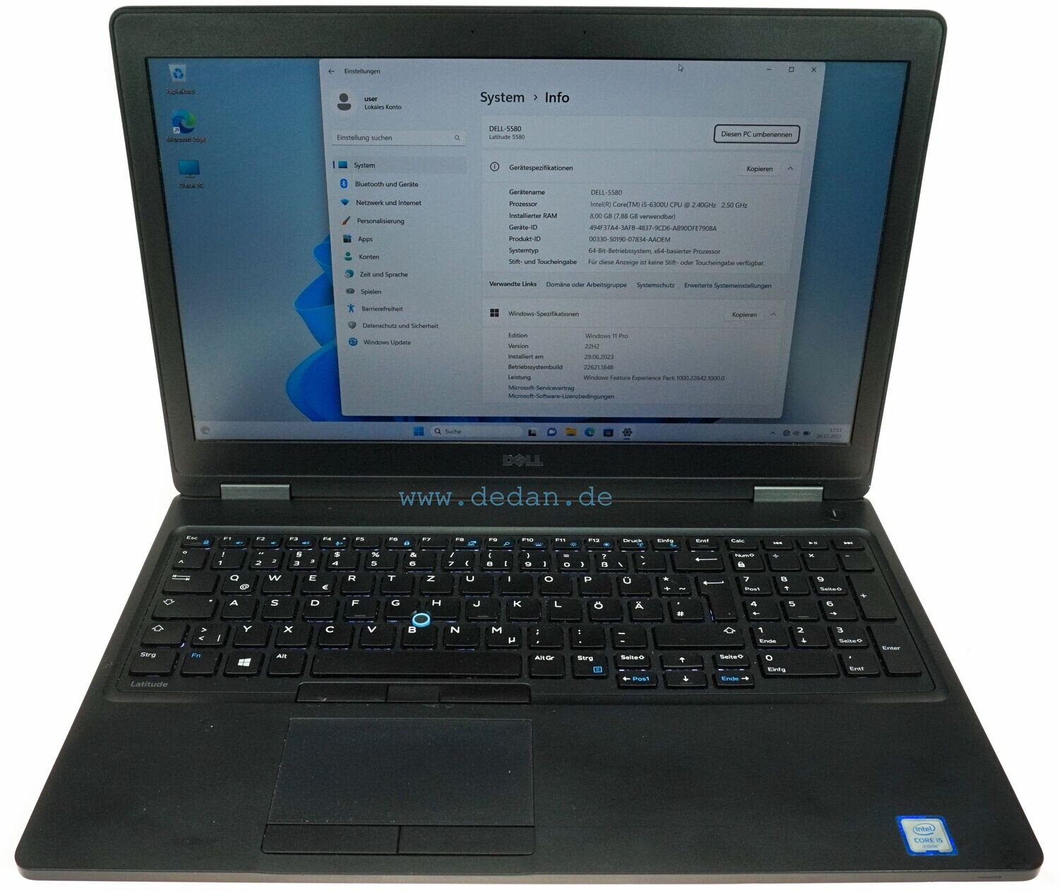 DELL Latitude E5580 i5 2,4 GHz 8 GB 256 GB SSD FHD LTE Backlight WIN 11/10