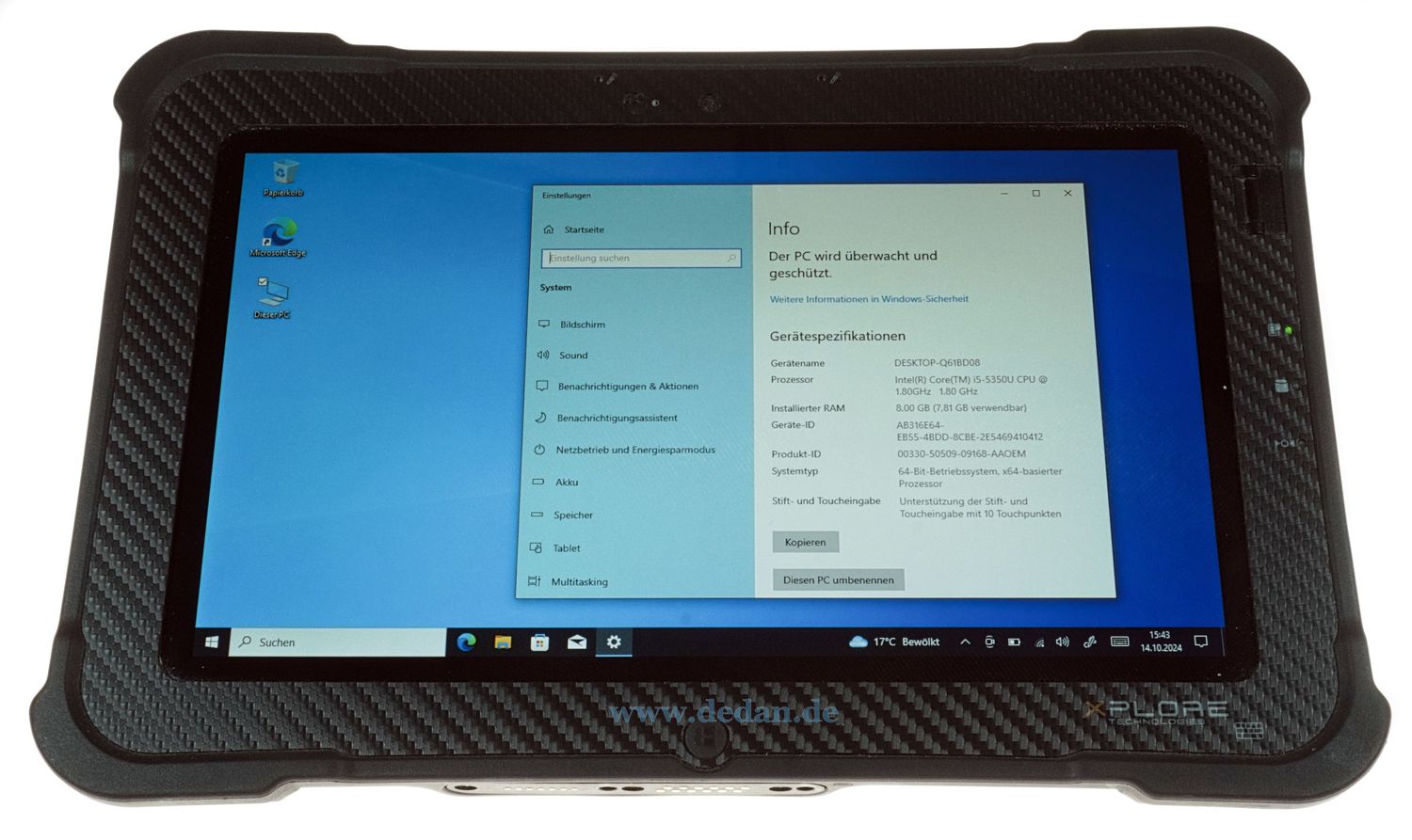 ZEBRA XPLORE IX101B2 Outdoor Tablet Intel i5 8GB 256GB SSD LTE