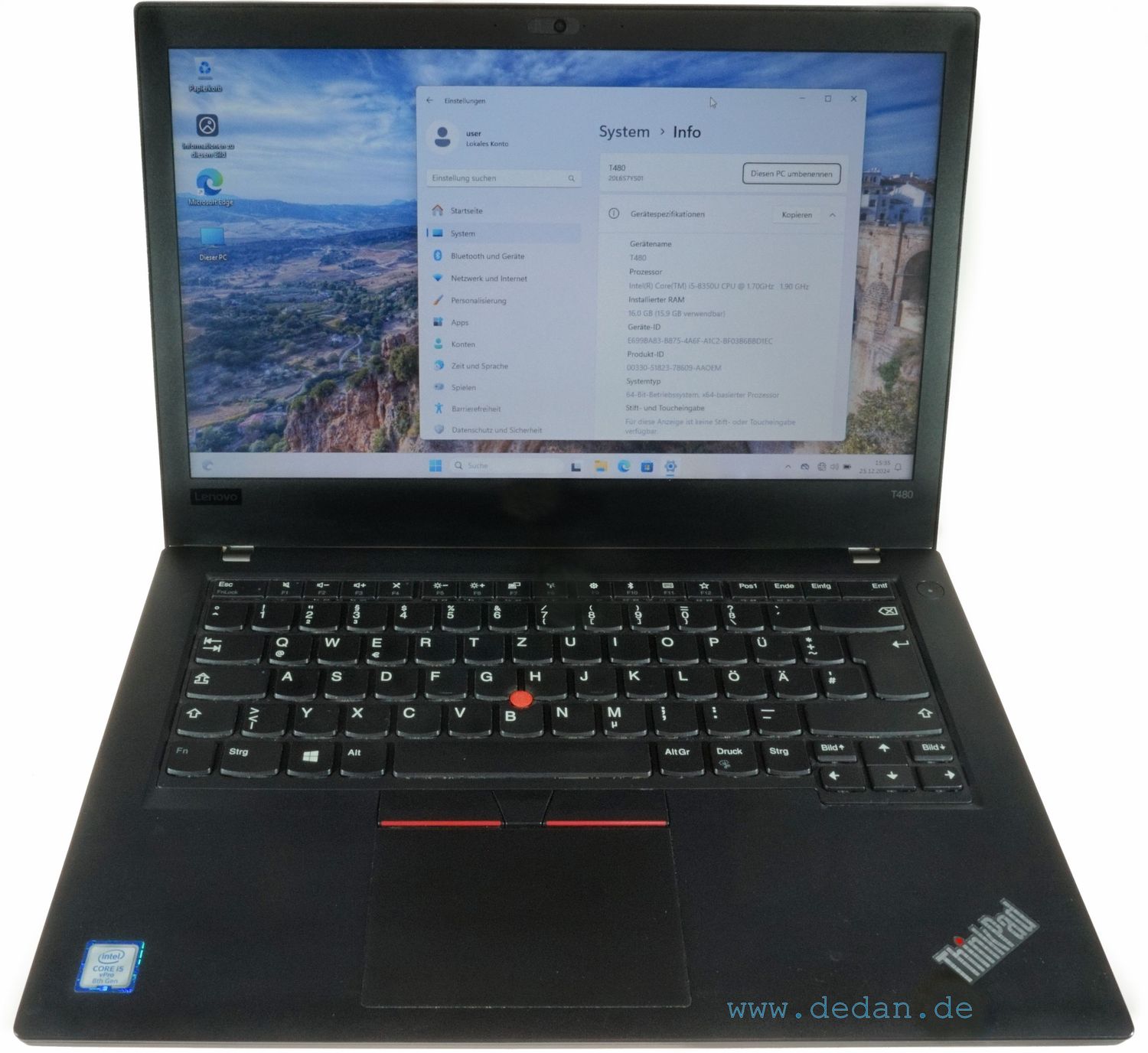 LENOVO ThinkPad T480 i5 1,7 GHz 256 GB SSD 16 GB RAM