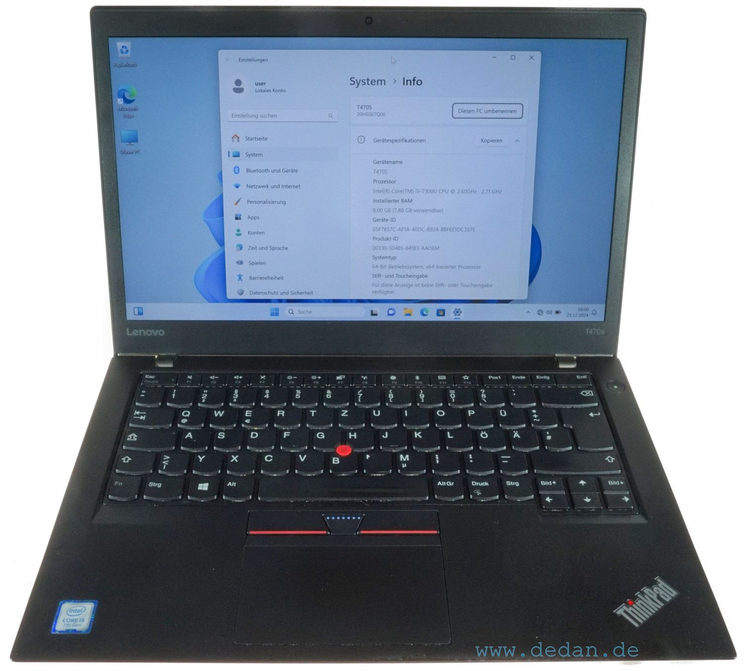 LENOVO ThinkPad T470S i5 2,6 GHz 256 GB SSD 8 GB RAM FHD