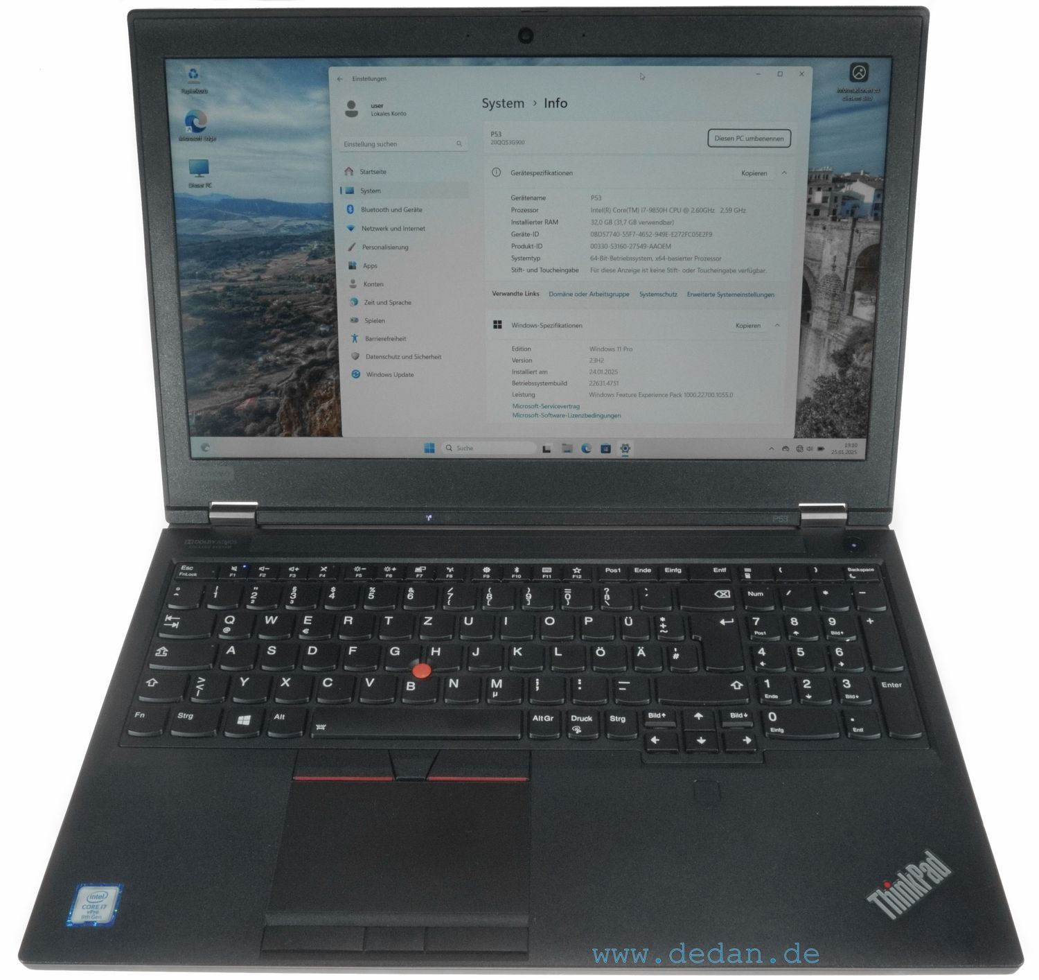 LENOVO ThinkPad P53 i7 2,6 GHz 512 GB SSD 32 GB RAM NVIDIA T1000 WIN 11 TOP