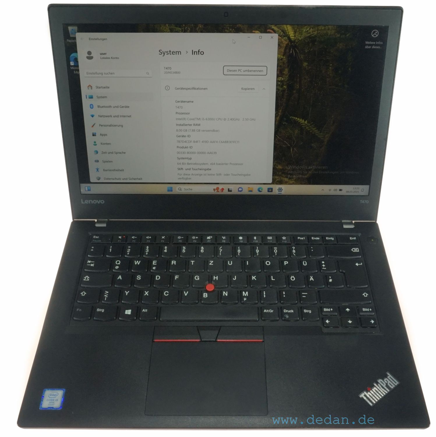 LENOVO ThinkPad T470 i5 2,4 GHz 256 GB SSD 8 GB RAM FHD- Windows 11
