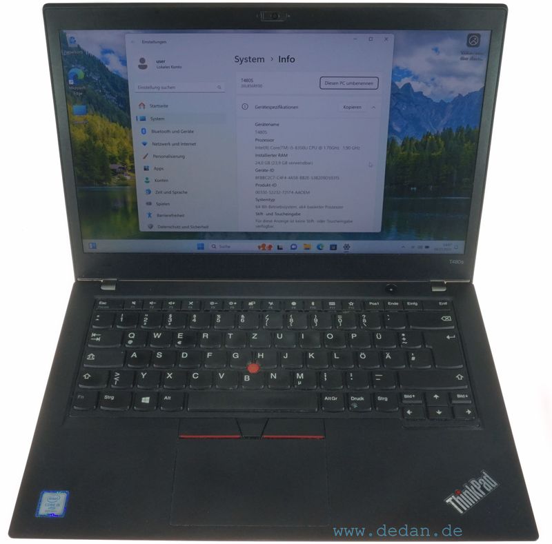 LENOVO ThinkPad T480S i5 1,7 GHz 500 GB SSD 24 GB RAM LTE Win 11 LENOVO ThinkPad T480S i5 1,7 GHz 500 GB SSD 24 GB RAM LTE Win 11