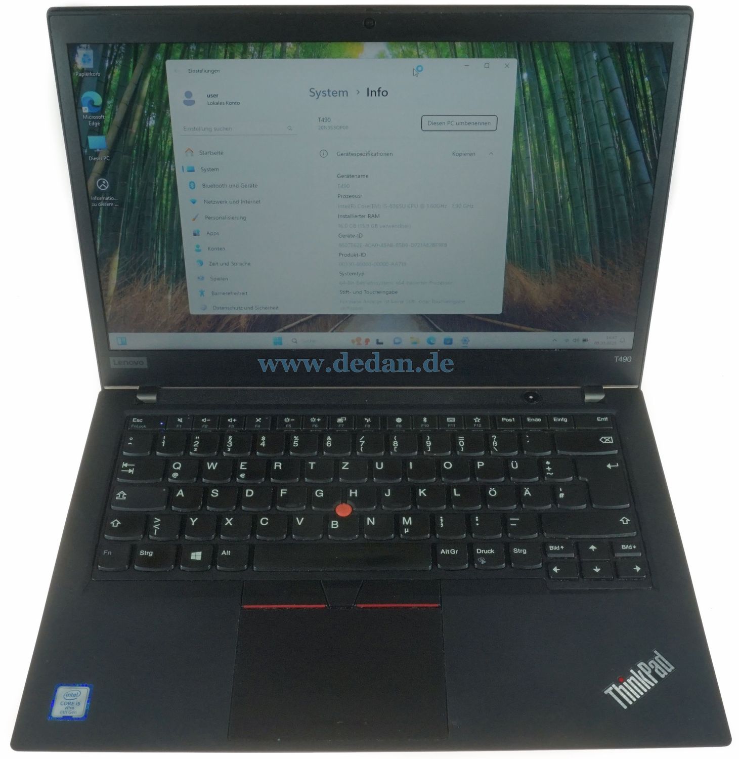 LENOVO ThinkPad T490 mit Dock i5 1,6 GHz 500 GB SSD 16 GB RAM