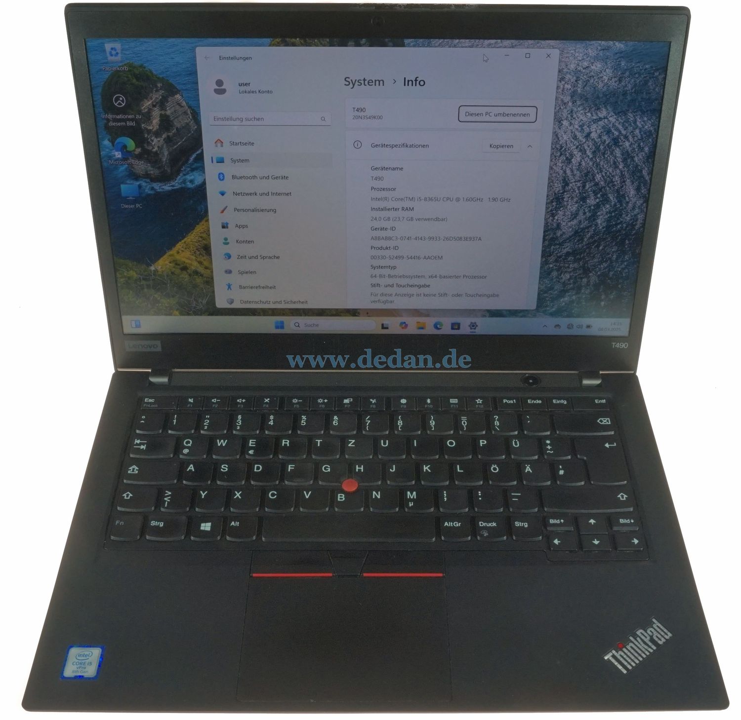 LENOVO ThinkPad T490 i5 1,6 GHz 1 TB SSD 24 GB RAM FHD LTE + Dockingstation Win. 11