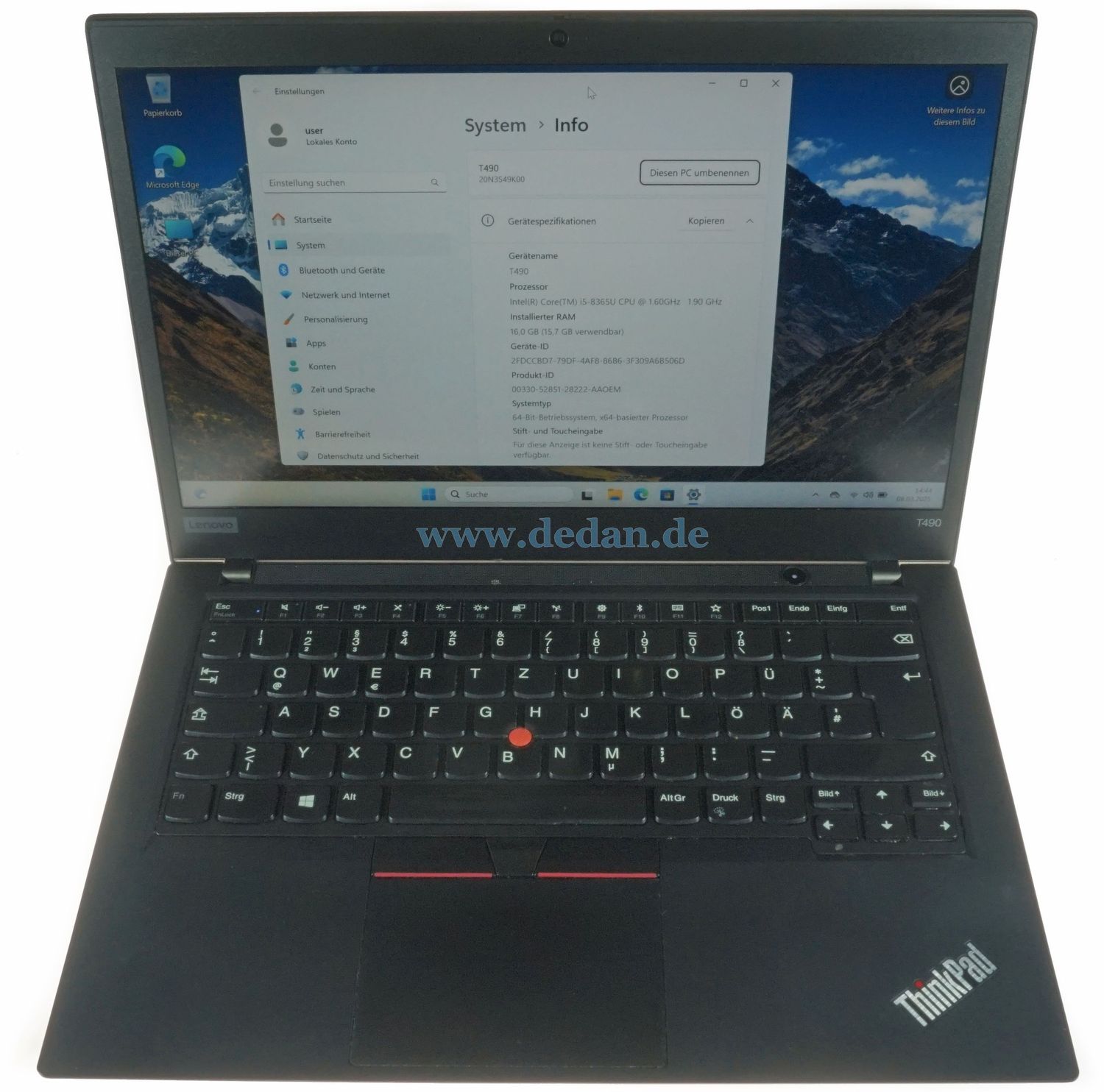 LENOVO ThinkPad T490 Intel i5 1,6 GHz, 500 GB SSD, 16 GB RAM FHD LTE Win 11 + Dockingstation