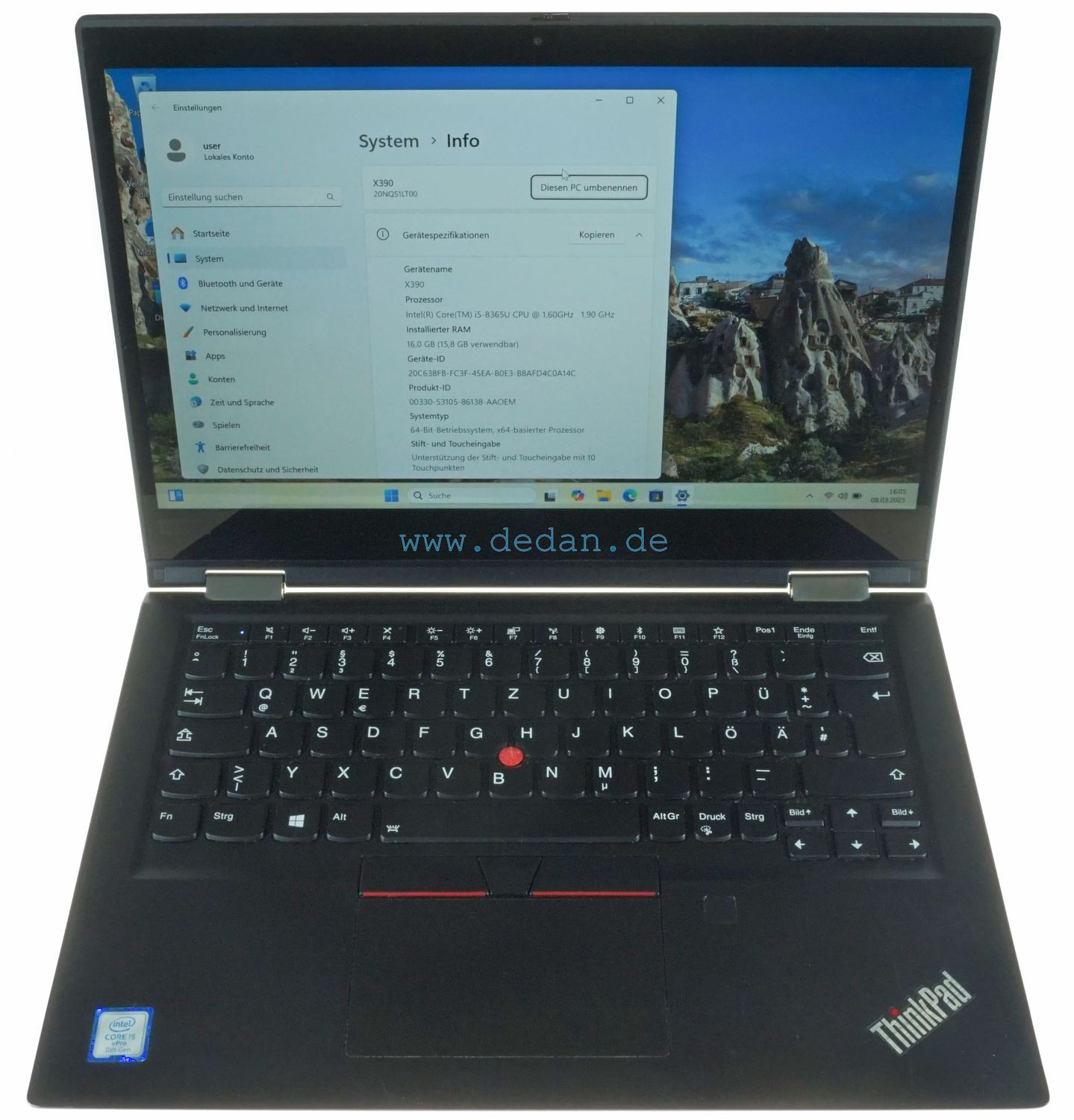 LENOVO Thinkpad X390 YOGA i5 1,6 GHz 500 GB SSD 16 GB RAM LTE Backlight   Windows 11