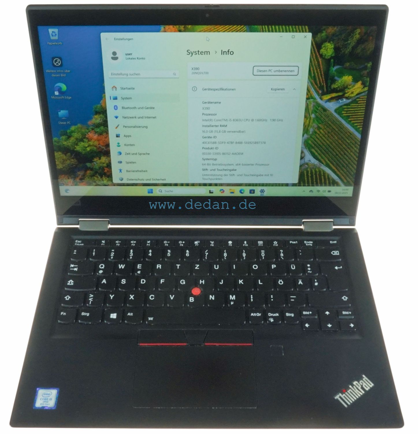 LENOVO Thinkpad X390 YOGA i5 1,6 GHz 500 GB SSD 16 GB RAM LTE Backlight   Windows 11