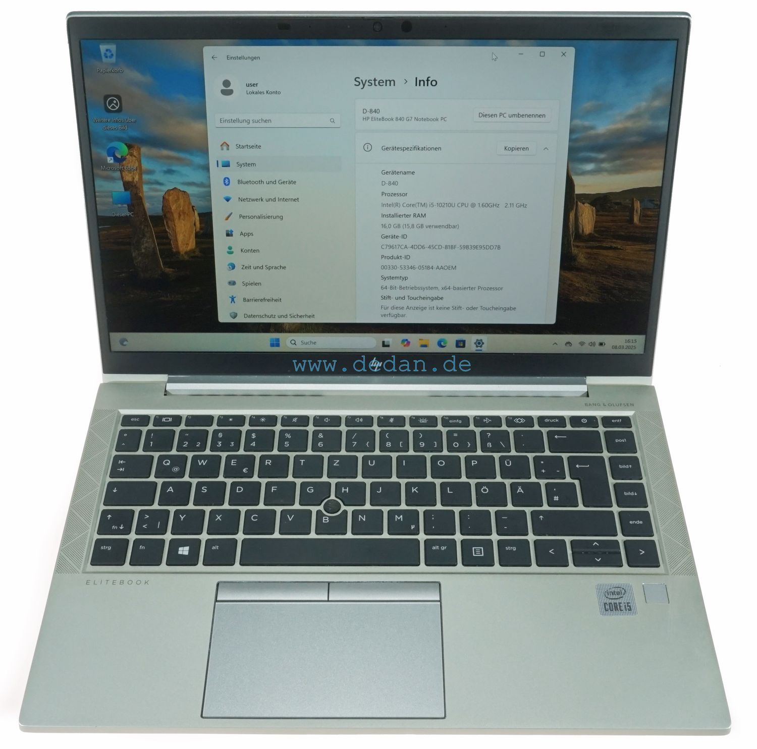 HP Elitebook 840 G7 Intel i5-1,6 GHZ 500 GB SSD 16 GB RAM Backlight LTE FHD Windows 11