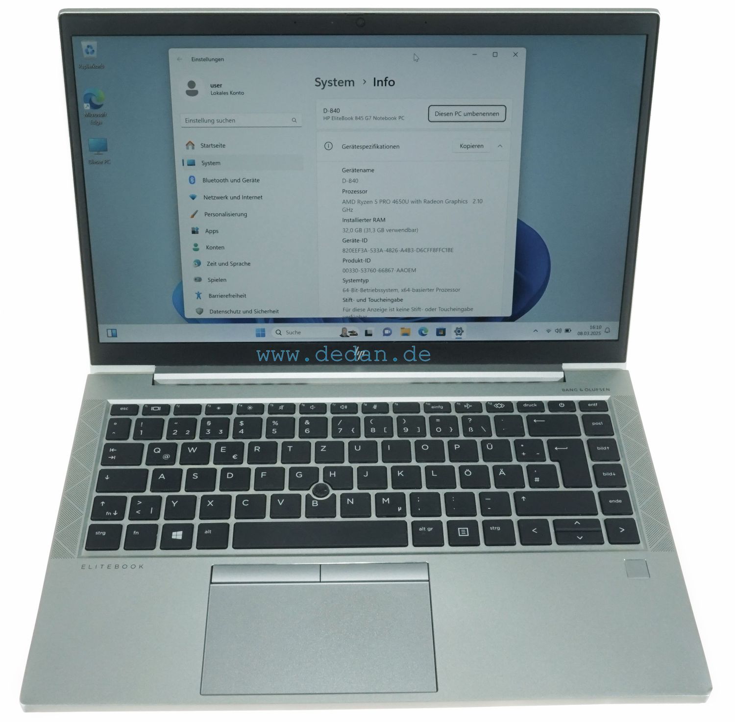 HP Elitebook 845 G7 AMD Ryzen 5-2,1 GHZ 500 GB SSD 32 GB RAM Backlight FHD Windows 11