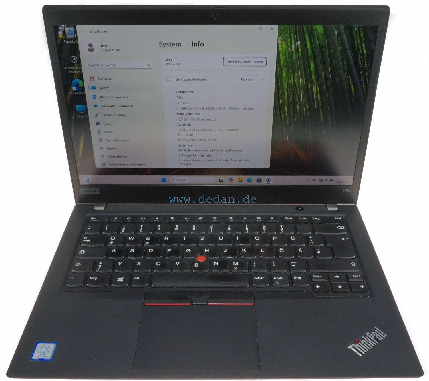 LENOVO ThinkPad T490 Intel i5 1,6 GHz, 500 GB SSD, 16 GB RAM FHD Win 11