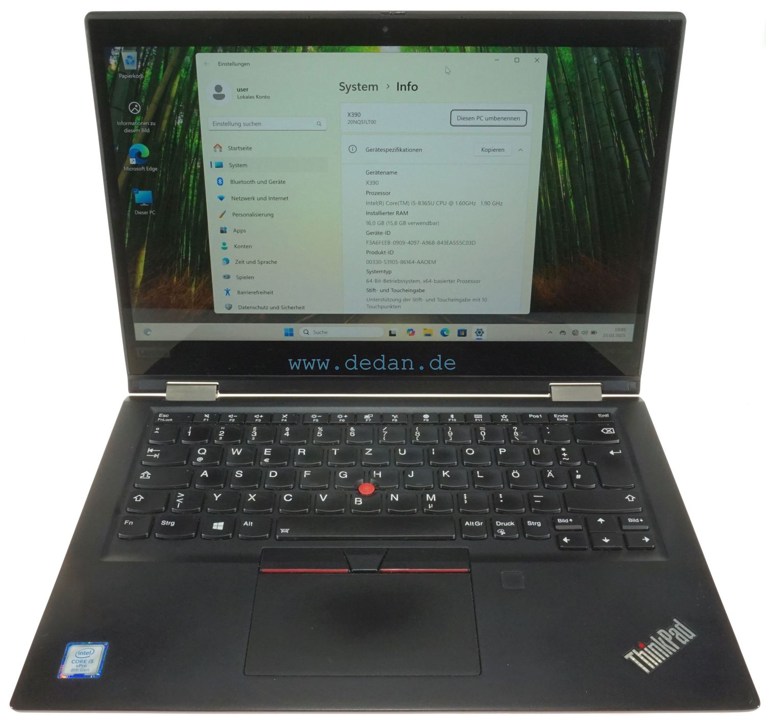 LENOVO Thinkpad X390 YOGA i5 1,6 GHz 500 GB SSD 16 GB RAM LTE Backlight   Windows 11