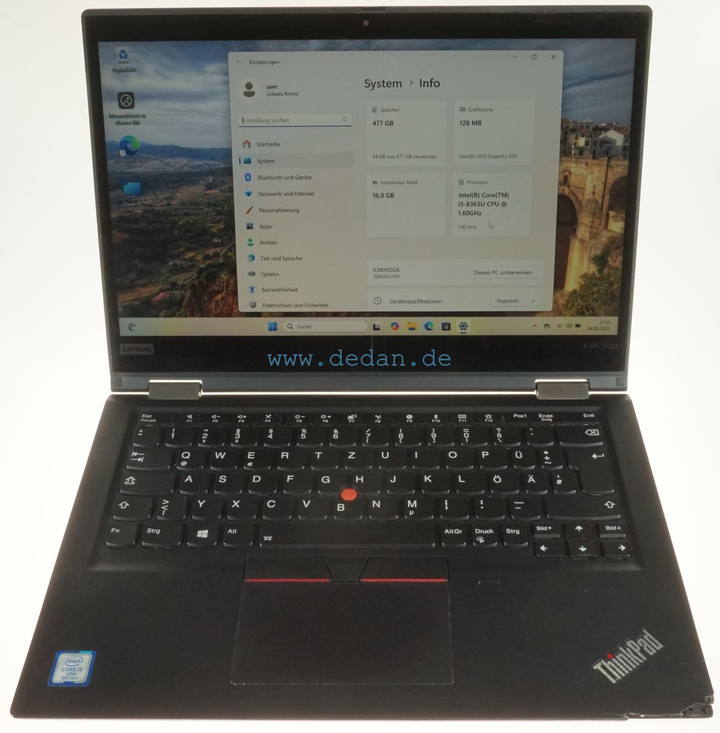 LENOVO Thinkpad X390 YOGA i5 1,6 GHz 500 GB SSD 16 GB RAM LTE Backlight   Windows 11 Cat-B