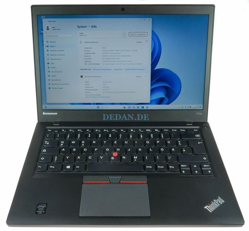 Lenovo ThinkPad T450s | i5-5300U | 12GB RAM | 256GB SSD | LTE | Win 11 Pro