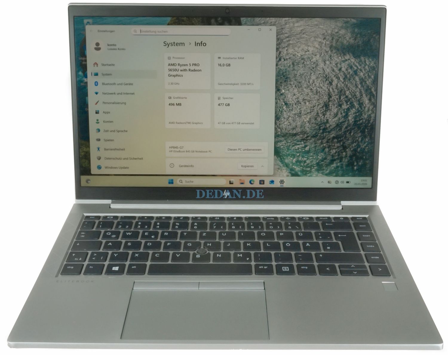 HP Elitebook 845 G8 AMD Ryzen 5-2,3 GHZ 500 GB SSD 16 GB RAM FHD