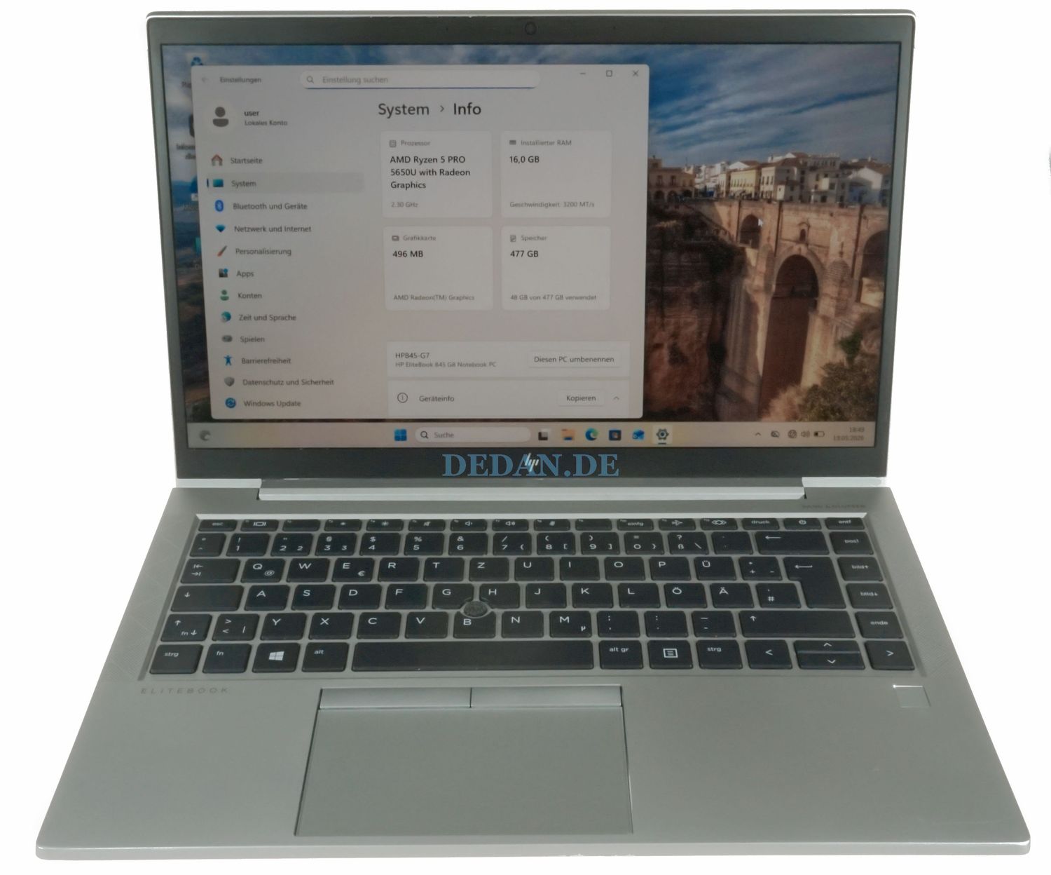HP Elitebook 845 G8 AMD Ryzen 5-2,3 GHZ 500 GB SSD 16 GB RAM FHD LTE