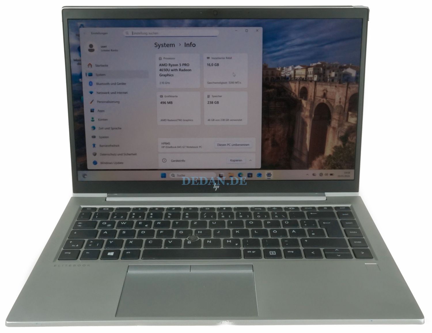 HP EliteBook 845 G7 | AMD Ryzen 5 Pro 4650U | 16GB RAM | 256GB SSD | Win 11 Pro