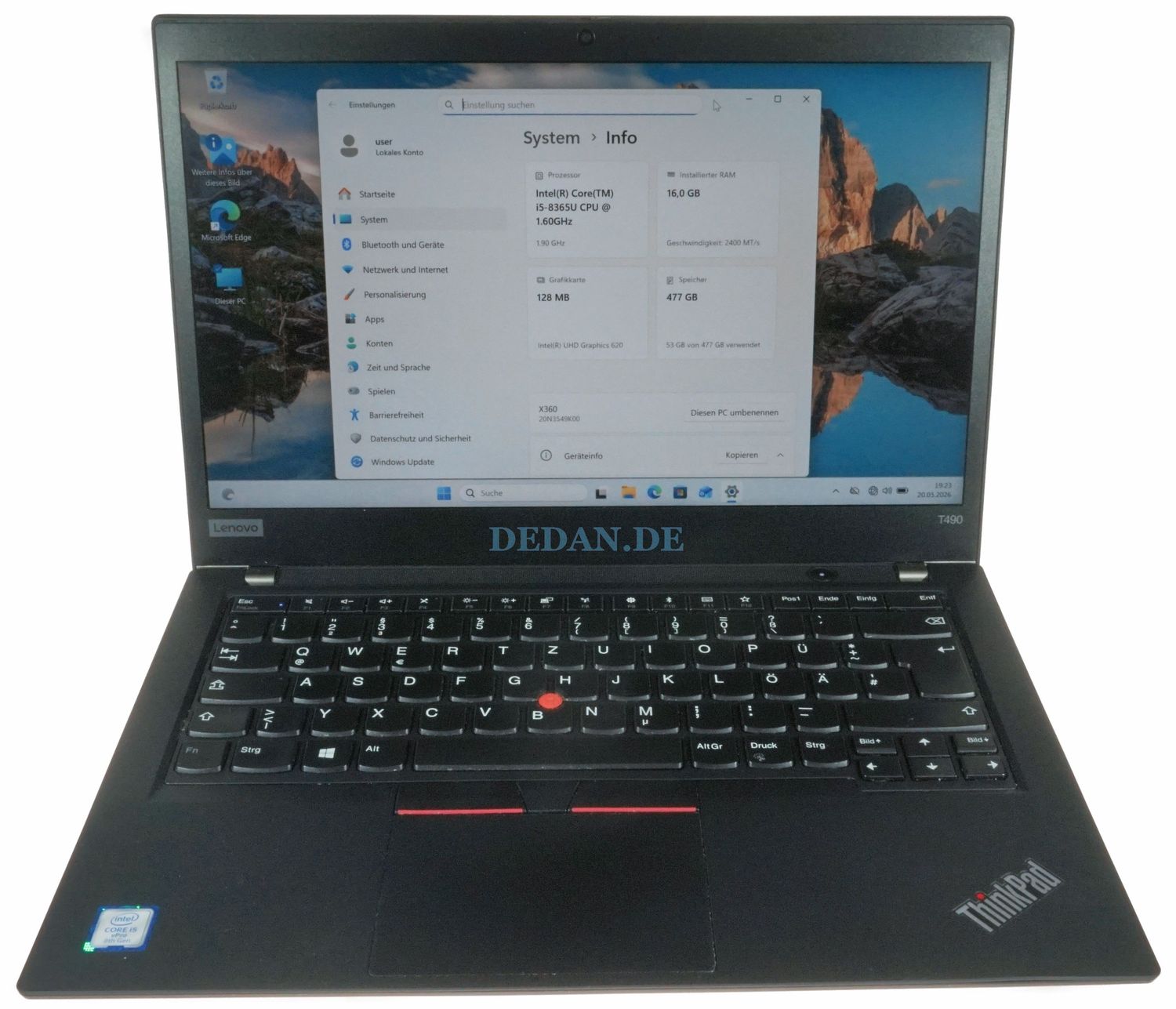 Lenovo ThinkPad T490 | Intel i5-8365U | 16GB RAM | 500GB SSD | FHD | Win 11 Pro