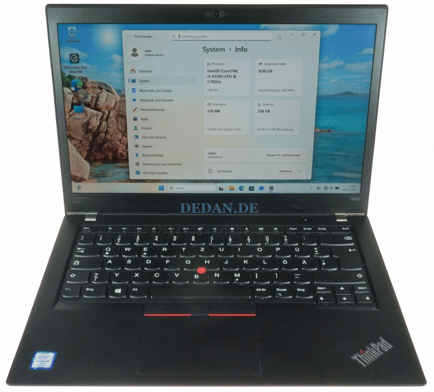 Lenovo ThinkPad T480s | Intel i5-8350U | 8GB RAM | 256GB SSD | FHD | Win 11 Pro