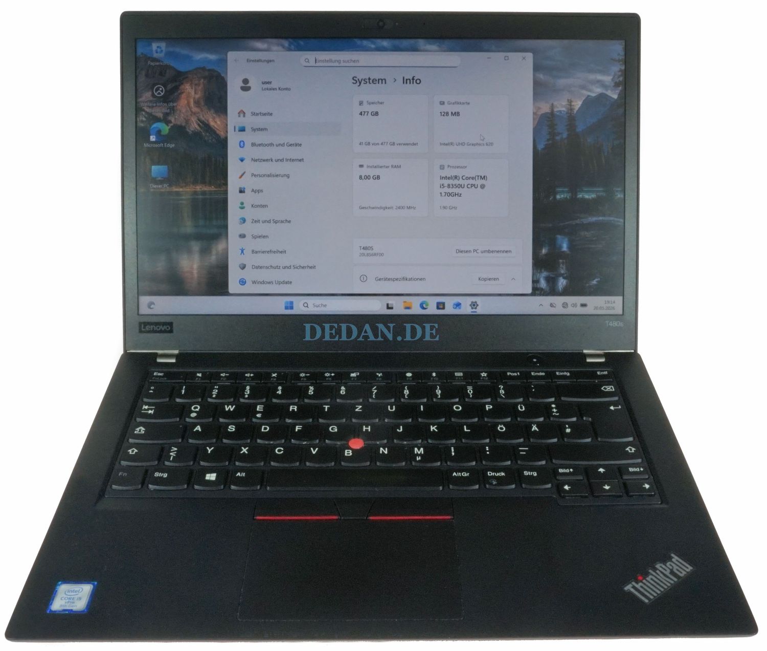 Lenovo ThinkPad T480s | Intel i5-8350U | 8GB RAM | 500GB SSD | FHD | Win 11 Pro