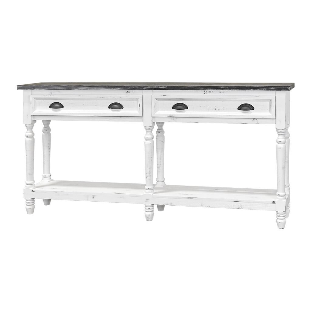 Sofa Table 2 drawers White 72x12x36