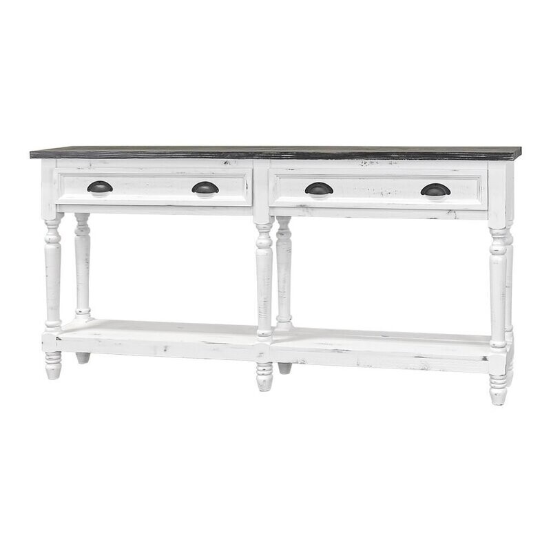 Sofa Table 2 drawers White 72x12x36