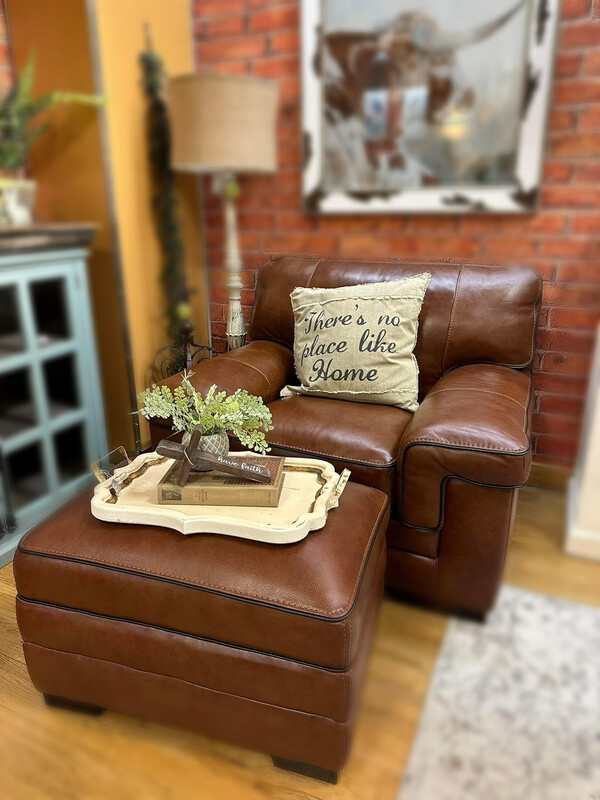 Top Grain Leather Loveseat - Brown