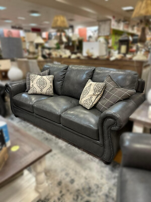 Aniline Leather Sofa - Grey