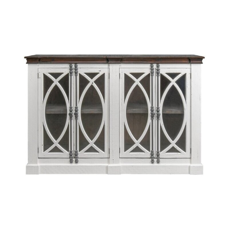 Pescara Console - White/ Brown Top 4 Door (Fish)