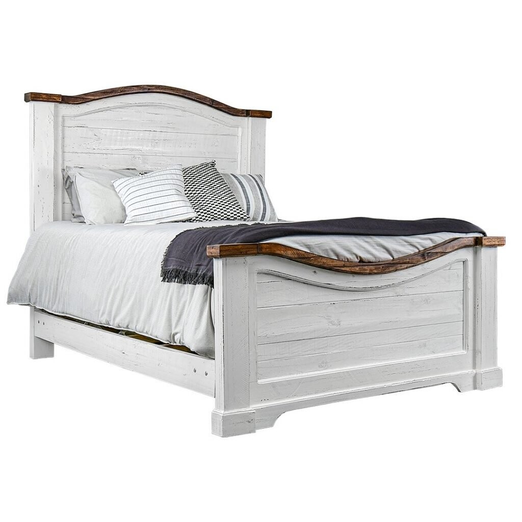 Madison Ave Queen Bed White W\ Tobacco Top