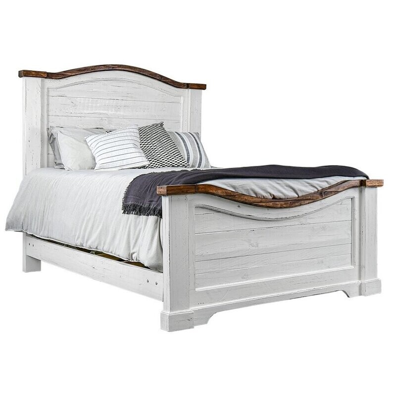 Madison Ave Queen Bed White W\ Tobacco Top