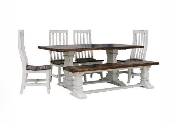 Cameron Farm Table Set - White/Tobacco
