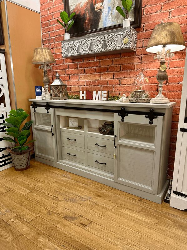 Barndoortv Stand Gray 84&quot;