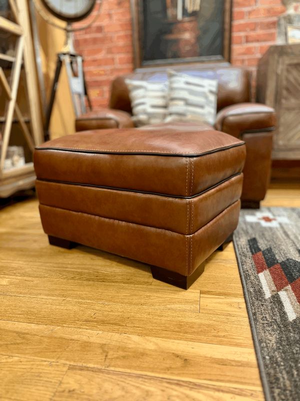 Brown Leather Ottoman Simon Li J310