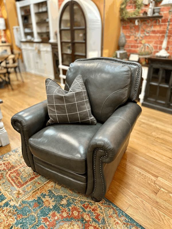 Aniline Leather Recliner - Grey
