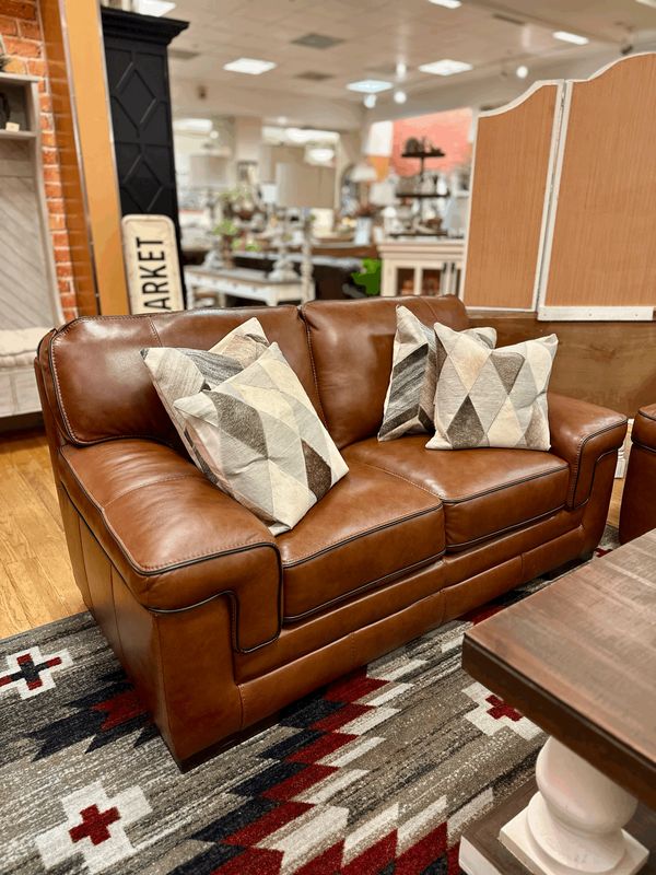 Brown Leather Love Seat