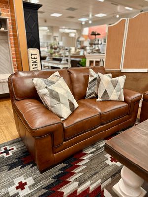 Brown Leather Love Seat
