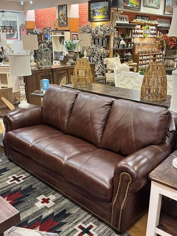 Genuine Italian Leather Sofa- Dark Brown