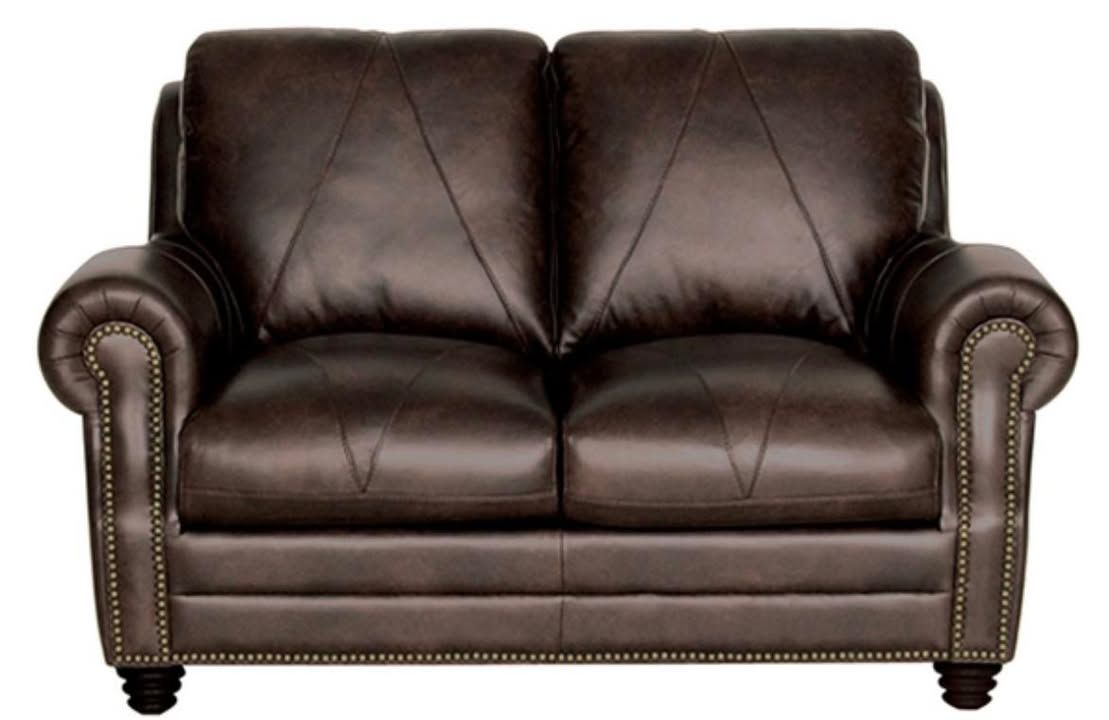 Genuine Italian Leather Loveseat- Dark Brown