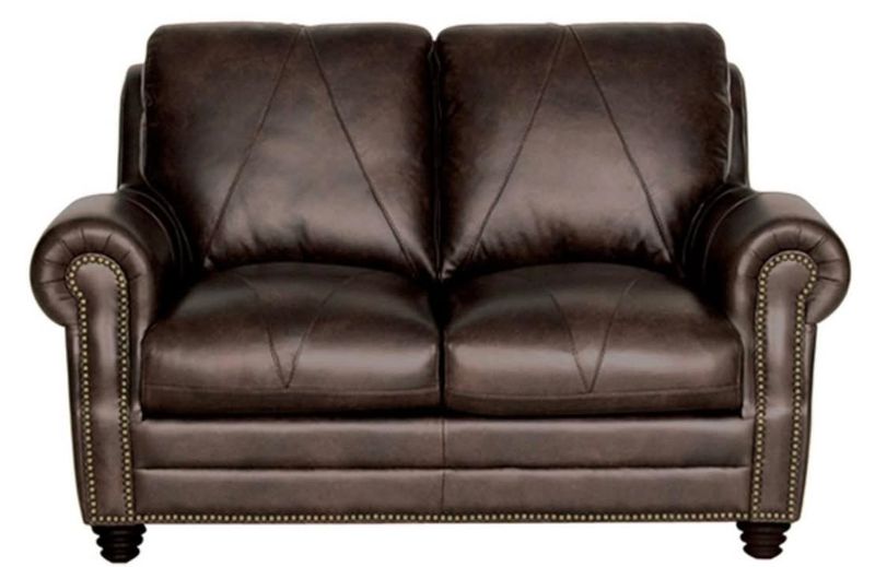 Genuine Italian Leather Loveseat- Dark Brown