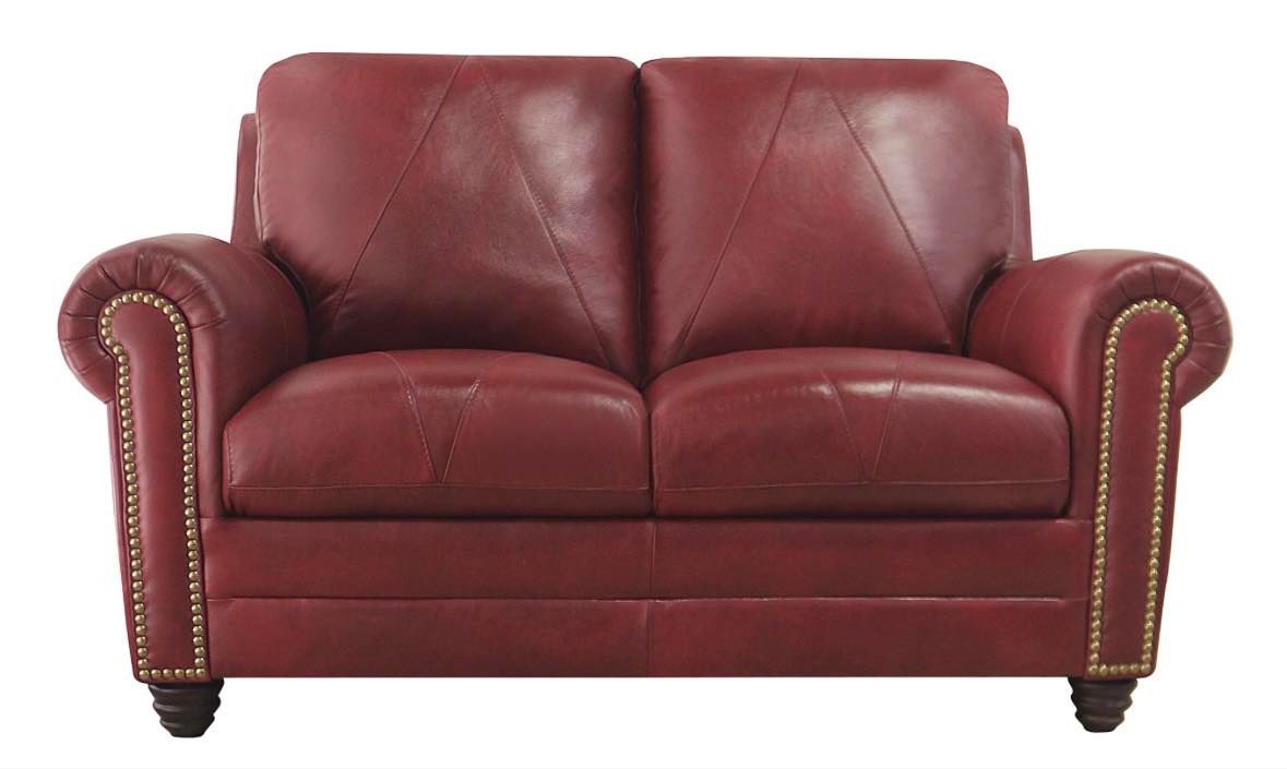 Italian Red Leather Loveseat