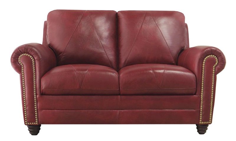 Italian Red Leather Loveseat