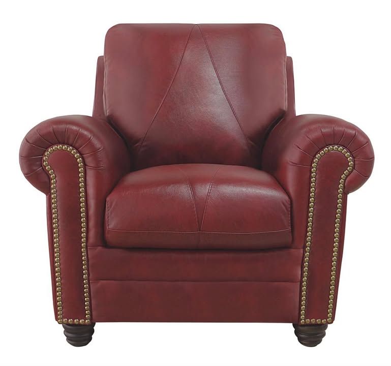 Italian Red Leather Chair/Ottomon